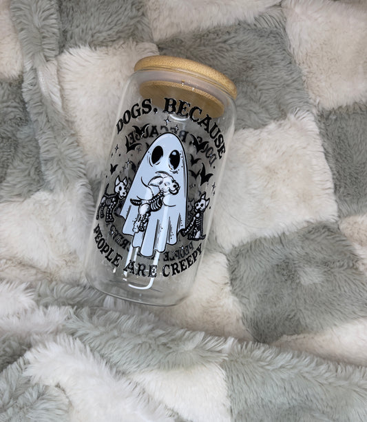 Dogs Because People Are Creepy 16oz. Beer Can Glass Cup