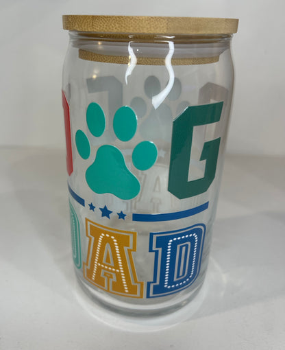 Dog Dad 16oz Beer Can Glass Cup