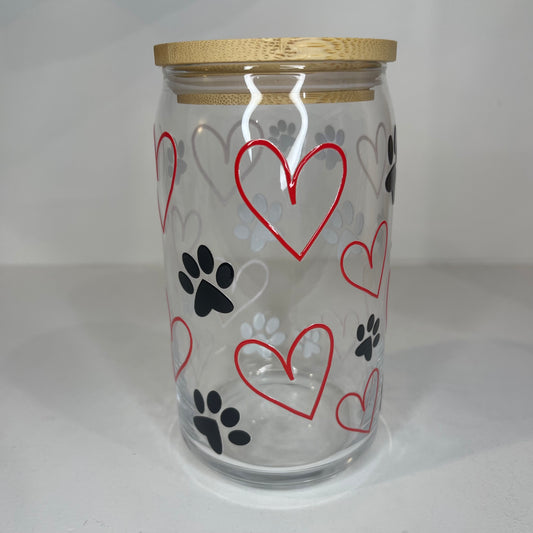 Hearts & Paws 16oz Beer Can Glass Cup